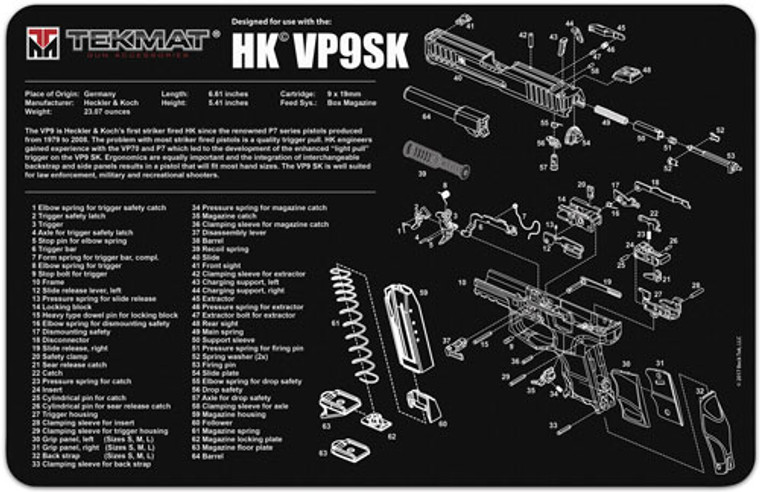 Tekmat Armorers Bench Mat - 11"x17" Heckler & Koch Vp9sk