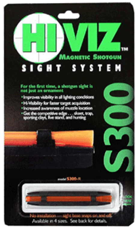 Hiviz Shotgun Front Sight - Magnetic Rib .218-.328" Red