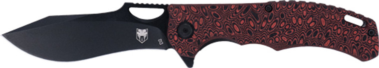 Cobratec Nighthawk Folder - 3.62" Black D2 Blade/red G-10