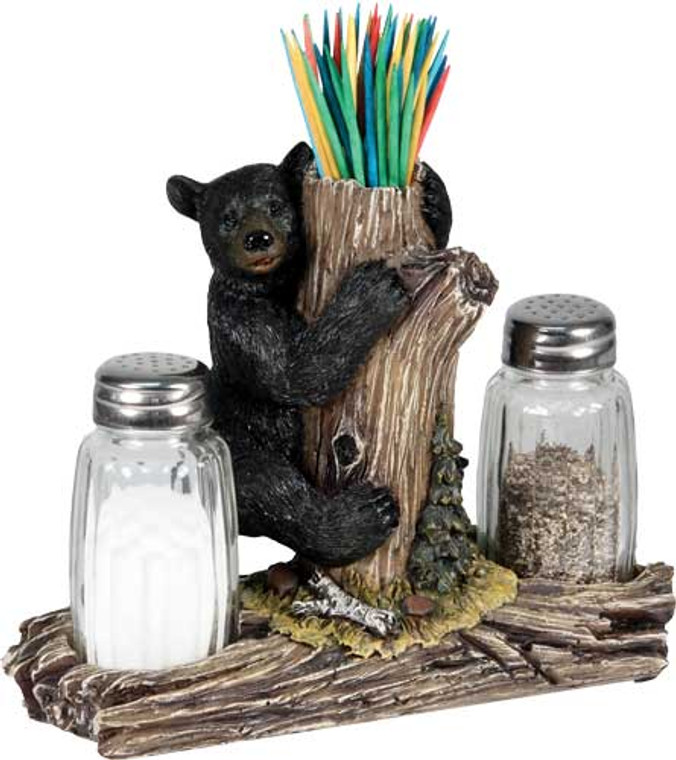 Rivers Edge Bear Holding Glass - Salt & Pepper Shakers W/thtpck