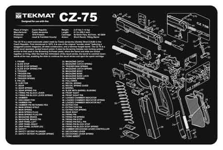 Tekmat Armorers Bench Mat - 11"x17" Cz-75 Pistol