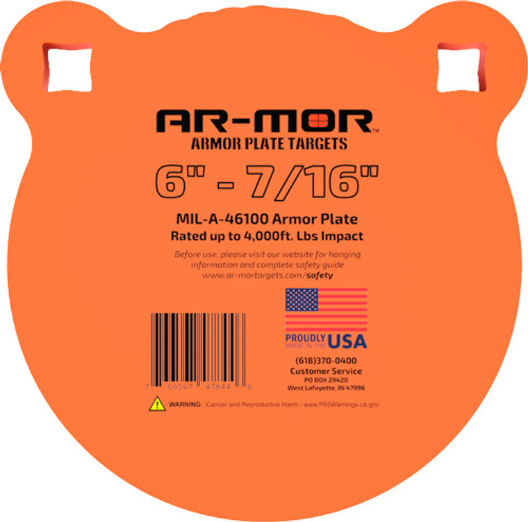 Ar-mor 6" Mil46100 Steel Gong - 7/16" Thick Steel Orange Round