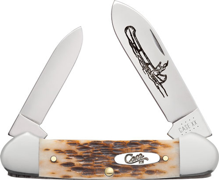 Case Knives Amber Bone Peach - Seed Jig Canoe Case Knives Amber Bone Peach - Seed Jig Canoe