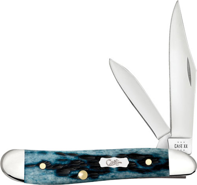 Case Knives Pocket Worn - Mediterranean Blue Bone Peanut Case Knives Pocket Worn - Mediterranean Blue Bone Peanut