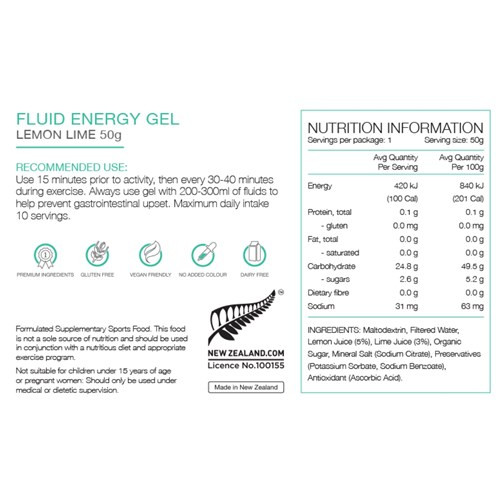 Pure Fluid Energy Gel - Lemon Lime - 50g