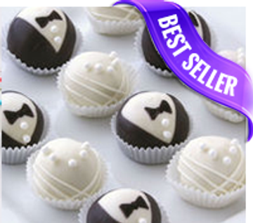 Bride and groom cake balls, perfect for weddings!