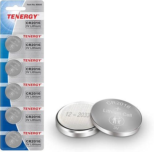 Tenergy 3V CR2016 Lithium Coin Battery - 5 Pack