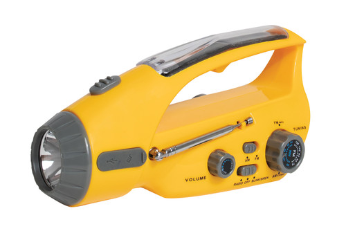 Solar Wind Up Flashlight with Radio
