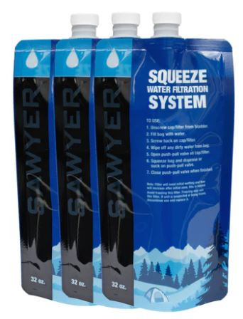Sawyer SP113 Squeeze Pouches - Three 32 oz Water Pouches