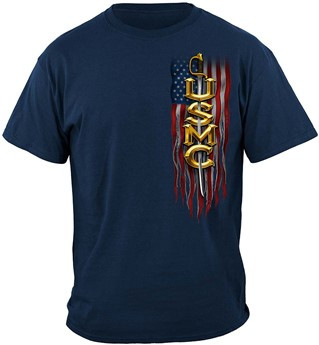 Erazor Bits USMC T-Shirt - Flag Bald Eagle Design - View 1