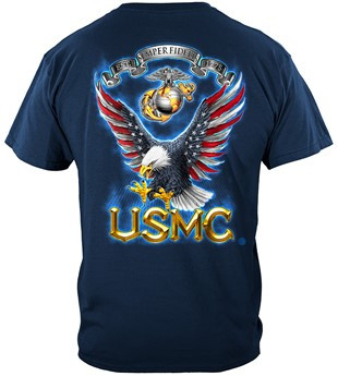Erazor Bits USMC T-Shirt - Flag Bald Eagle Design - View 2