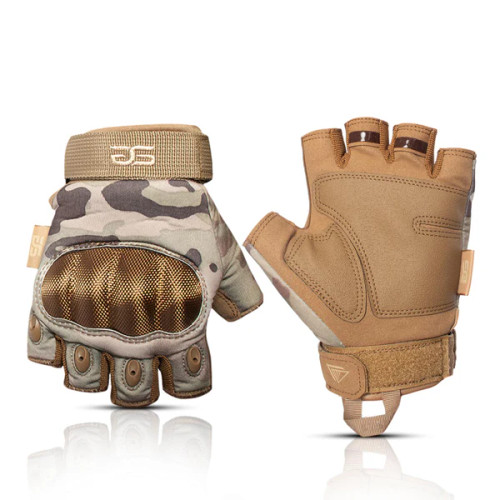 Combat Fingerless Gloves Multicam - Airsoft Shooting - View 1