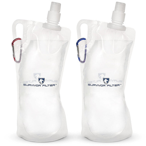 Survivor Canteens - Collapsible Water Bottles, Canteens 2 Pack of 32oz