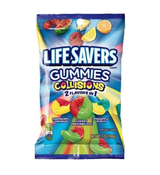 Life Savers Collision Gummies | Raspberry Lemonade - Cherry Watermelon - Pineapple Punch | 7oz | USA