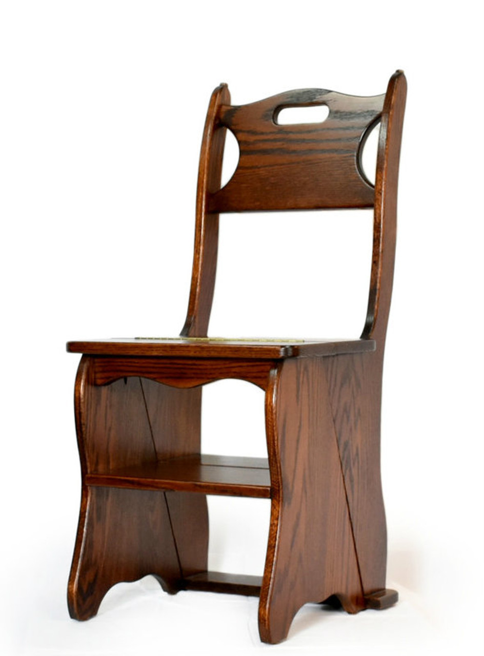 Amish Hardwood Library Step Stool Chair