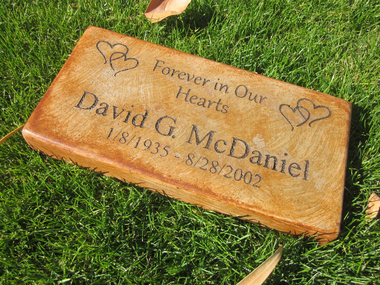 Personalized Engraved Memorial Stone 11.5"x 5.5" Forever in Our Hearts Memories to Stone