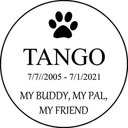 Copy of Personalized Engraved Memorial  Stone 11"  Diameter TANGO_CUSTOM