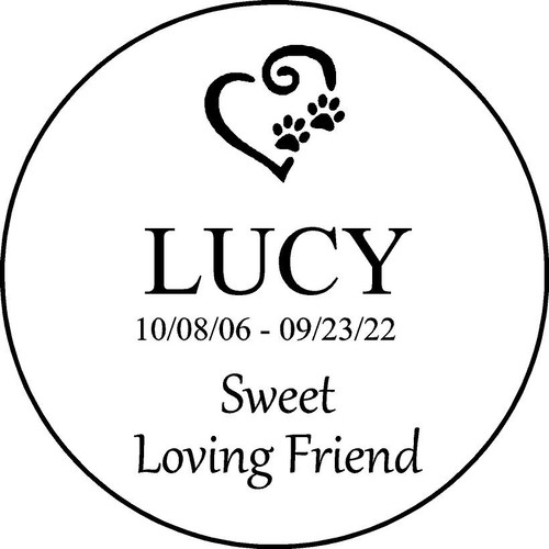 Personalized Engraved Memorial  Stone 11"  Diameter SWEET LUCY