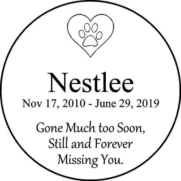 Personalized Engraved Pet Memorial  Stone 11" Nestlee_custom