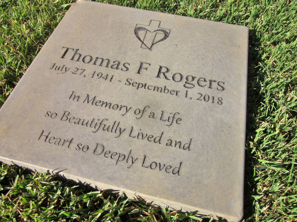 Personalized Engraved Memorial Garden Stone 11.5"x11.5" In Memory of a Life