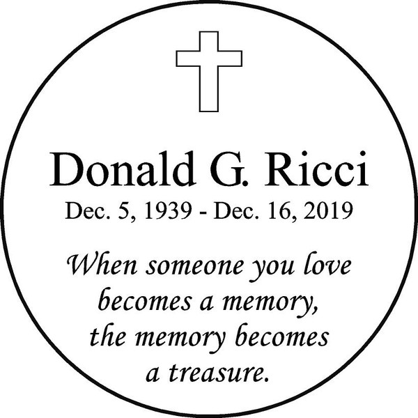 Personalized Engraved Memorial  Stone 11" Donald G. Ricci_custom 