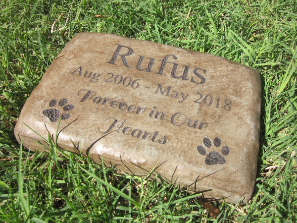 Personalized Engraved Pet Memorial  Stone 8.5"x5.5" Forever in Our Hearts Paws