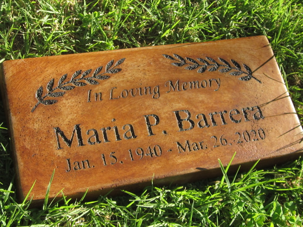 Personalized Engraved Pet Memorial  Stone 11.5"x 5.5" In Loving Memory(Leaves)