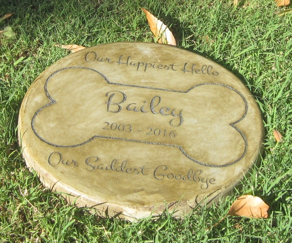 Personalized Engraved Pet Memorial  Stone 11" Diameter 'Our Happiest Hello