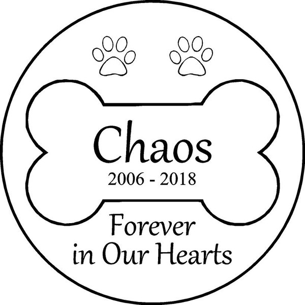 Personalized Engraved Pet Memorial  Stone 11"Diameter Forever in Our Hearts ( 2 Paw Prints)