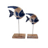 Coastal Beach House tropical fish on wood/metal stand Boho Home Decor
30x14cm, 25x12cm