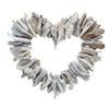 Boho Driftwood Heart: 40x45cm handcrafted wall hanging with white-washed design, adding coastal charm and rustic elegance to beach-inspired homes.