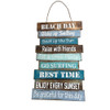 Embrace beach life with our 48x30cm "BEACH DAY" slat sign. Featuring a soothing coastal color palette, it shares inspiring daily reminders for a perfect day by the water. Ideal for enhancing living spaces with charm and seaside serenity.