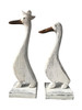 Hand-carved wooden duck pair, 40cm male with hat, 35cm female, white wash, natural beak, rustic charm. Hand-carved wooden duck pair, 40cm male with hat, 35cm female, white wash, natural beak, rustic charm.