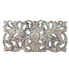 Hand-carved 50cm x 25cm wall hanging with ornate detail and white-wash finish. Lightweight, rustic charm for boho, coastal, or country decor. Ready to hang.