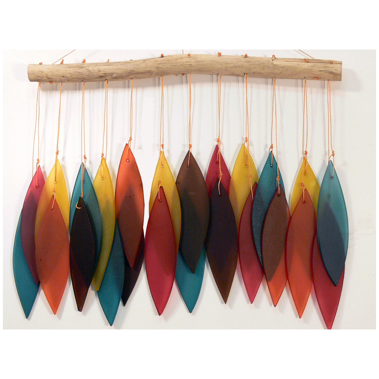Garden Outdoor Living Hand made recycled Beach Glass Leaf Wind Chime