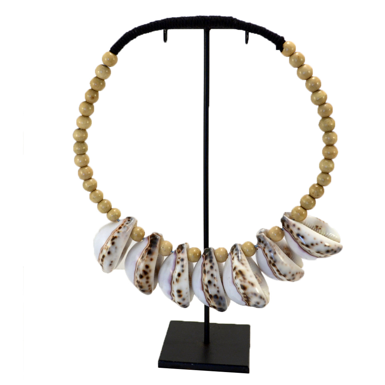 Tiger Shell decorative necklace on metal stand