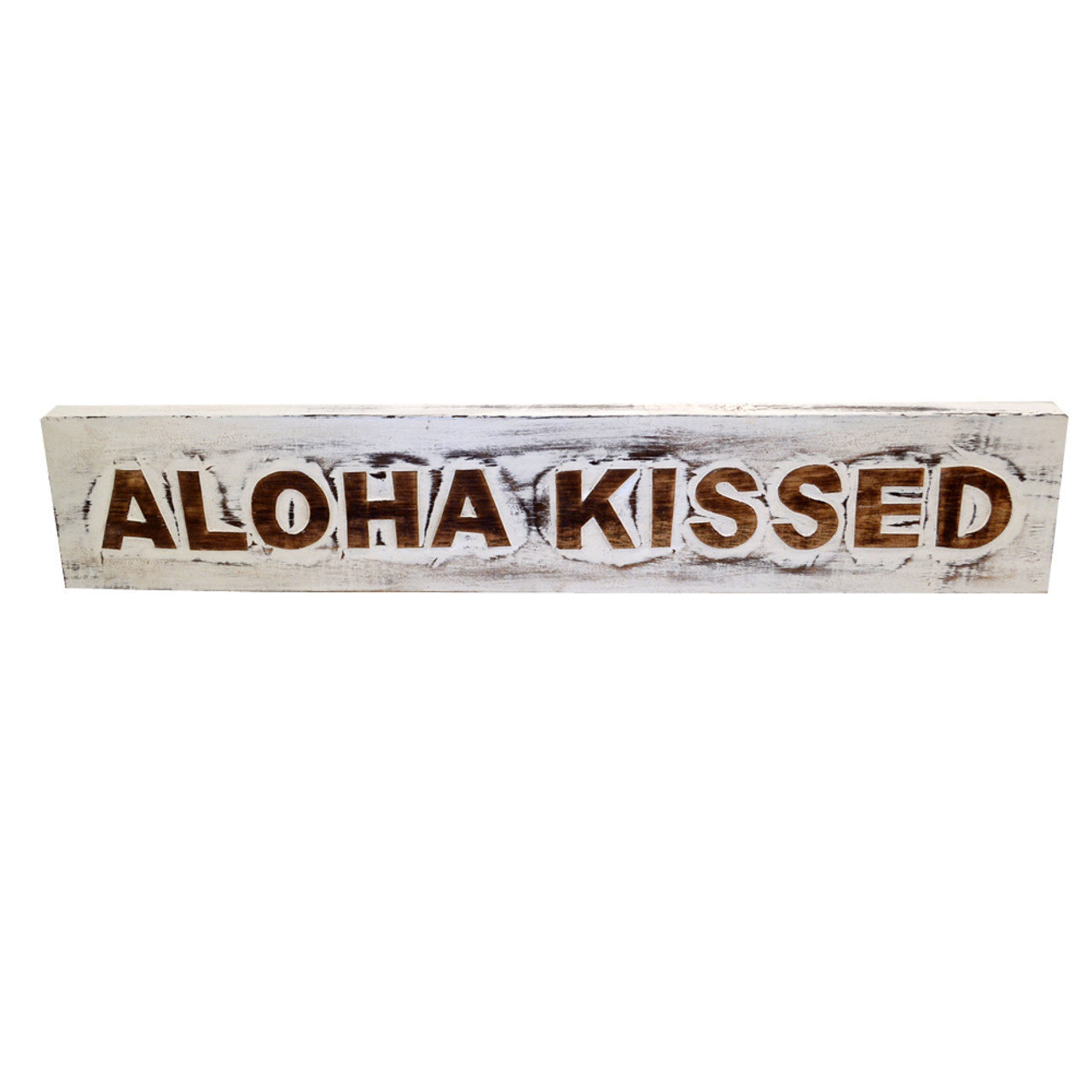 Beach Decor Aloha Kissed  wall art sign
Also free stands. This piece can be hung on the wall or free stand on its own.
60cm x 10x 3 cm