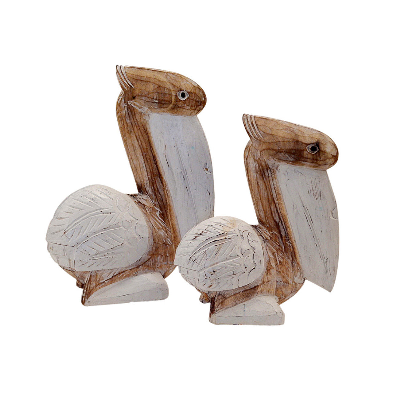Hamptons Beach House Home Decor Seaside Sitting Wood Pelicans Set of 2 Home Decoration Ornament white wash
Wood carved
White wash
L 30 x 23cm M 25 x 20 ,
