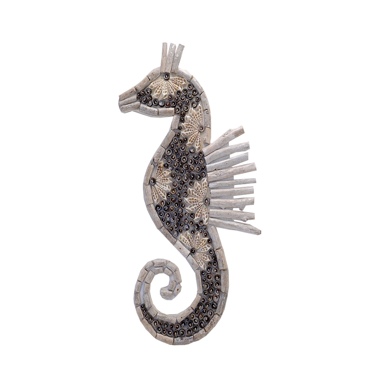 Coastal Beach Home Decor sea shell & driftwood seahorse wall hanging wall art home decor
60cm x 23cm