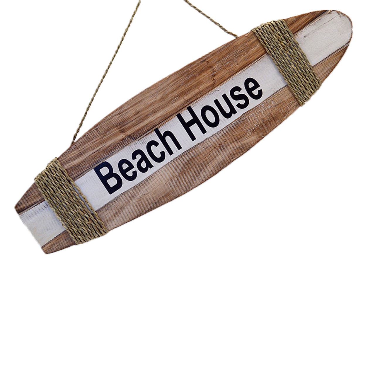 Coastal Beach House Style surfboard Wall Hanging  Wall Art Home Decoration
Natural/White/Black. Rope tie
50cm

 