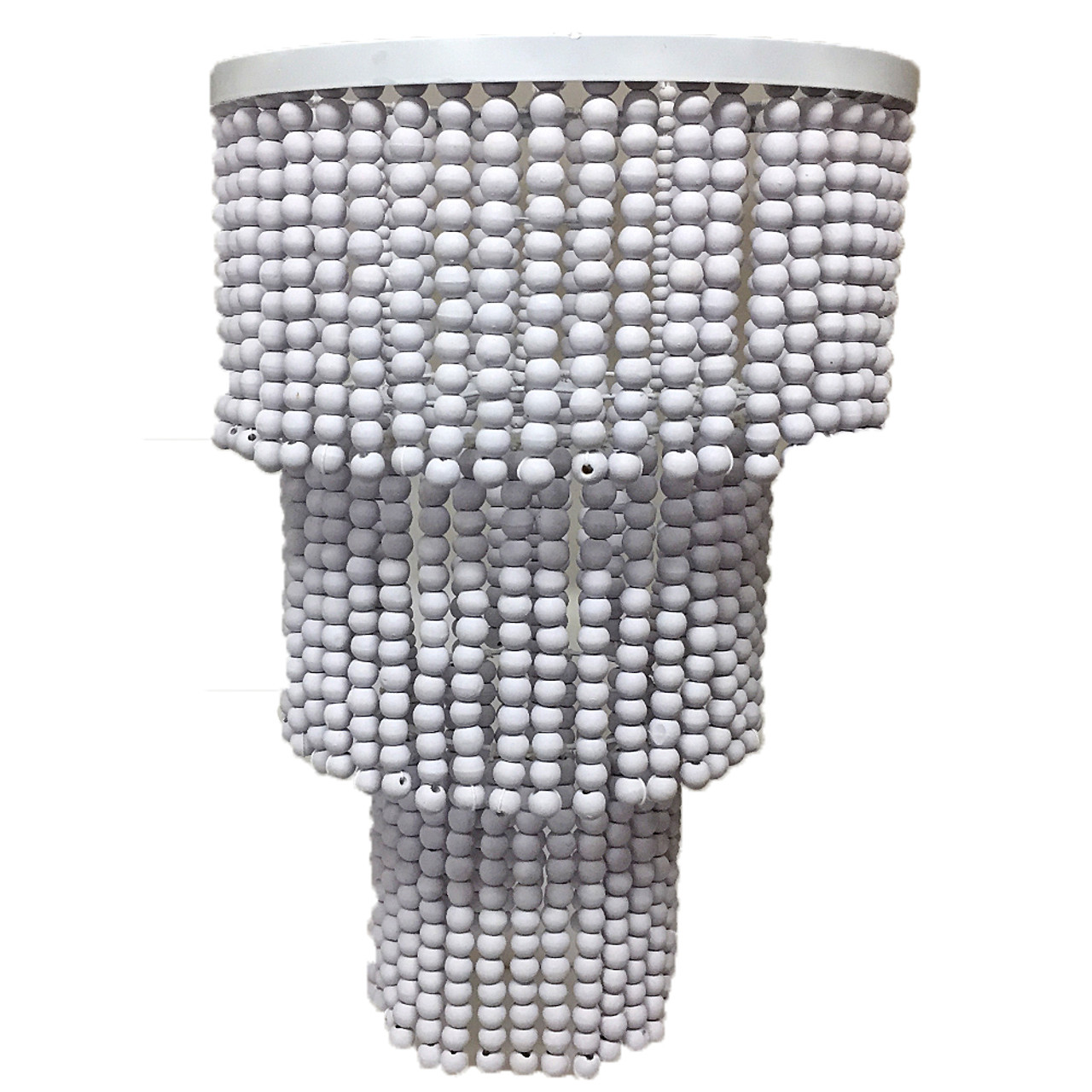 Pendant beaded chandelier light shade home lighting decor three level white wash bead 40cmx 60cm sku 40526