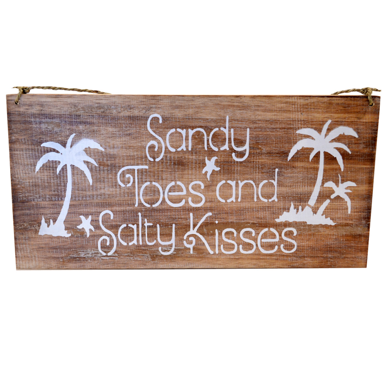 Wall art sign Sandy Toes and Salty Kisses Wall hanging coastal wall decor
Hand Painted sign. Natural & white
40cm x 20 cm