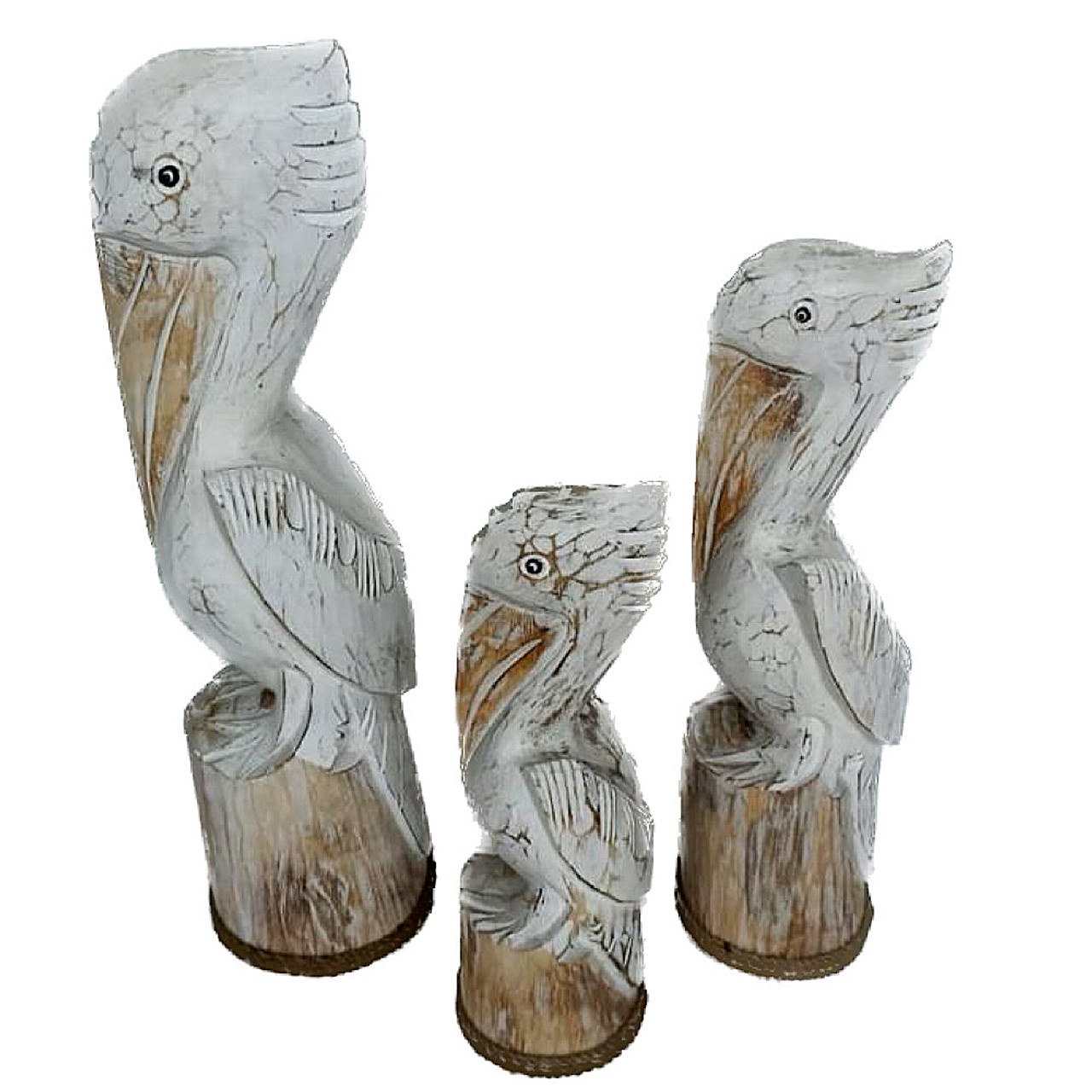 Home Decor Seaside Sitting Wood Pelicans Set of 3 Home Decoration Ornament Table decor
50/40/30 cm