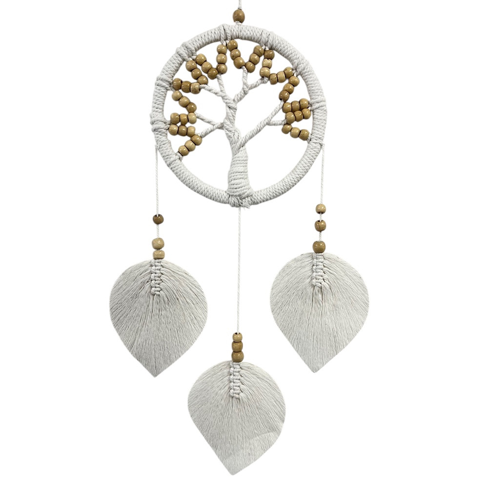 The tree of life symbolizes interconnectedness, growth, and strength, while the dreamcatcher is believed to filter out negative dreams and energies