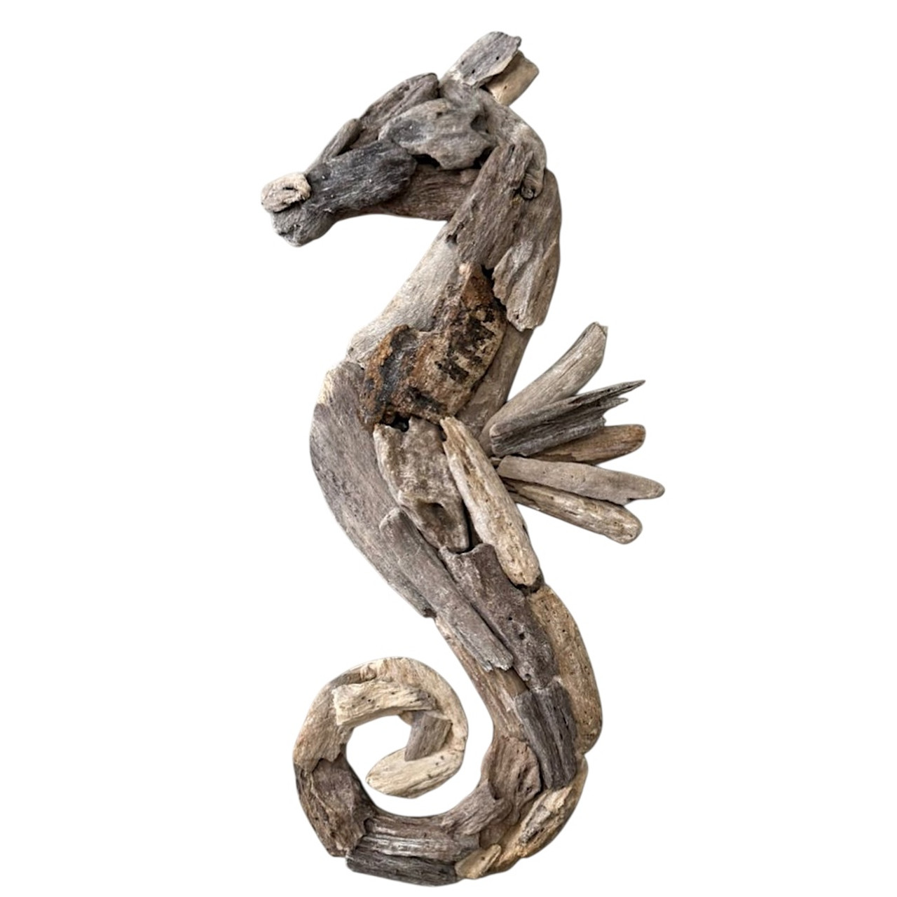 Driftwood seahorse wall art: Coastal charm meets rustic elegance in a unique, ocean-inspired decorative piece. 60cm Driftwood seahorse wall art: Coastal charm meets rustic elegance in a unique, ocean-inspired decorative piece. 60cm