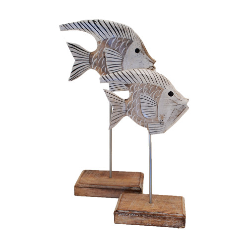 Coastal Beach House tropical fish on wood/metal stand Boho Home Decor
30x14cm, 25x12cm