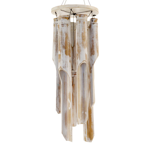 White wash  Bamboo wood top Wind Chime  outdoor garden decor
40cm