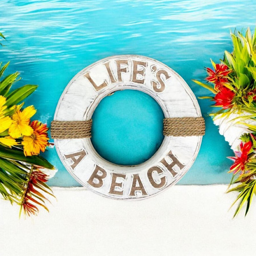 Life Buoy LIFE'S A BEACH wall hanging  Home Decor
38cm x 38cm