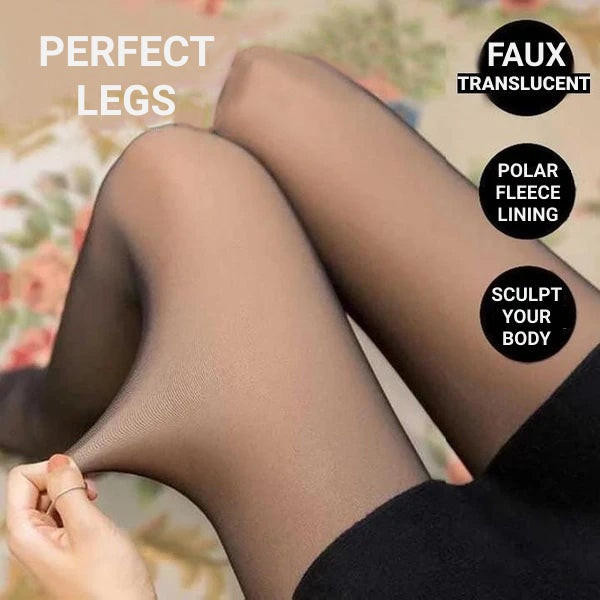 Faux Translucent Warm Fleece Tights - Perfect Legs zaxx