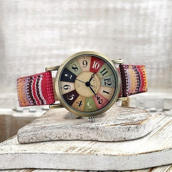 Multicoloured Rainbow Pattern Watch zaxx